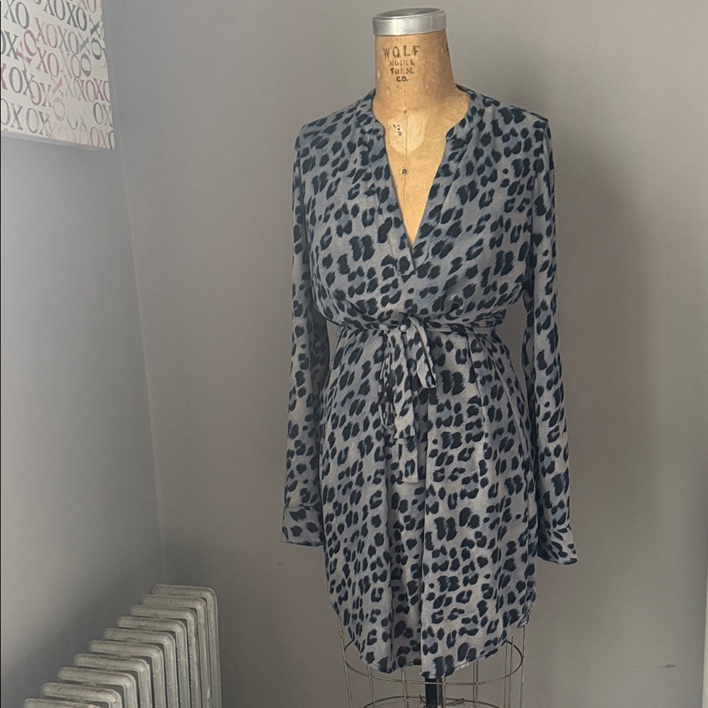 NWOT Noir Long Sleeve Leopard Print Shirt Dress